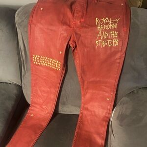 Red Graphic Mens Jeans